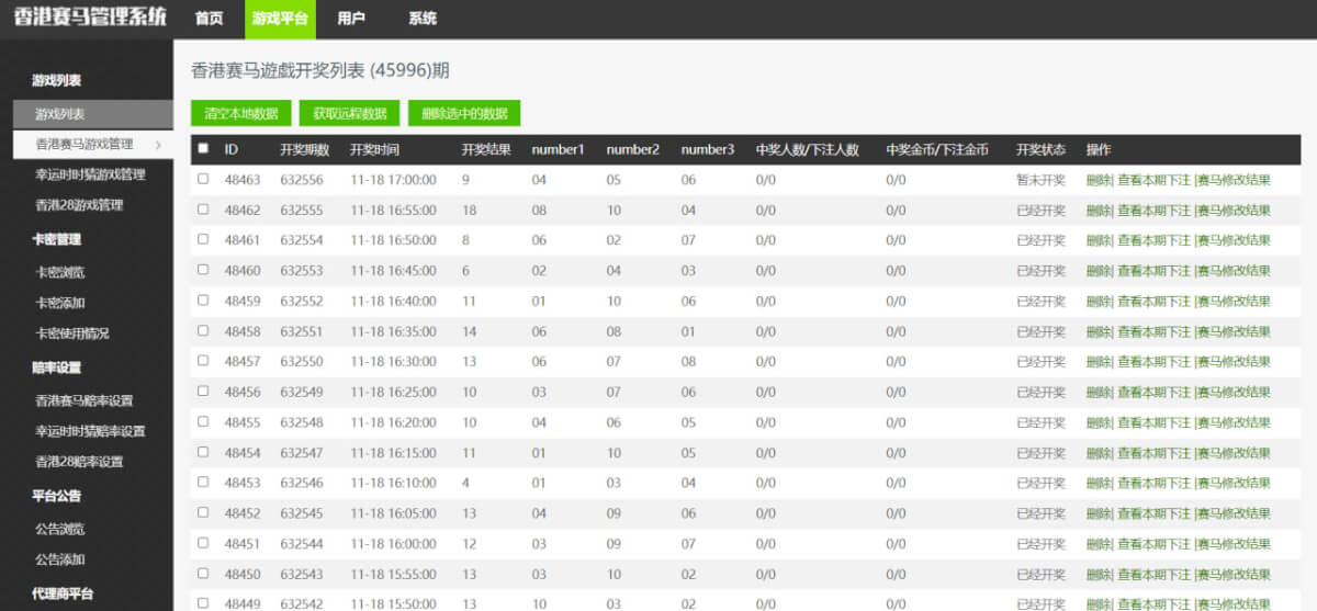 香港赛马游戏/幸运时时彩/28游戏/完美运营/后台可控制开奖！